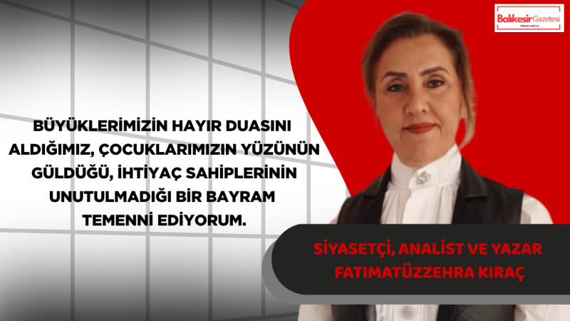 Fatımatüzzehra Kıraç’tan Eskişehirlilere bayram mesajı